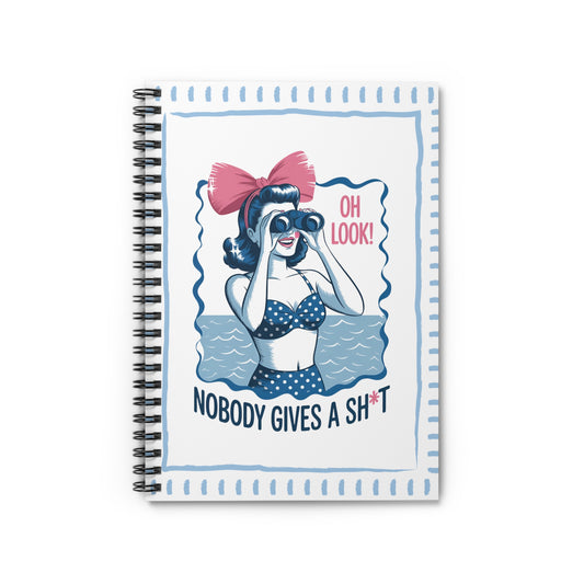 Retro Pinup 'Oh Look! Nobody Gives a Sh*t' Ruled Spiral Journal