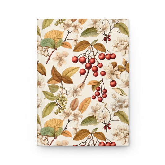 Botanical Berry Hardcover Journal — Vintage Floral Notebook for Notes & Journaling