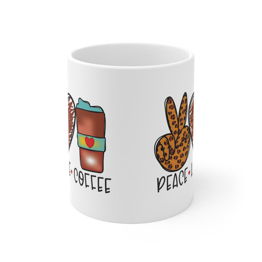 Peace • Love • Coffee Leopard Print Mug