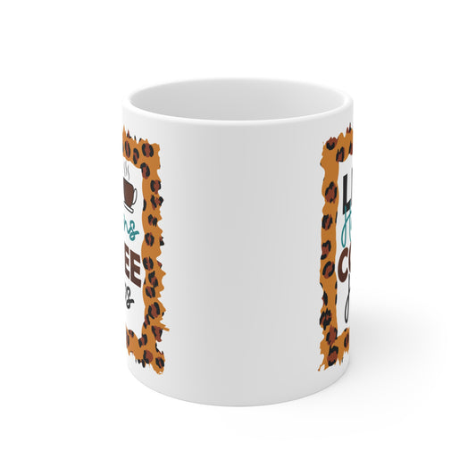 "Life Happens, Coffee Helps" Leopard Print Mug Gift