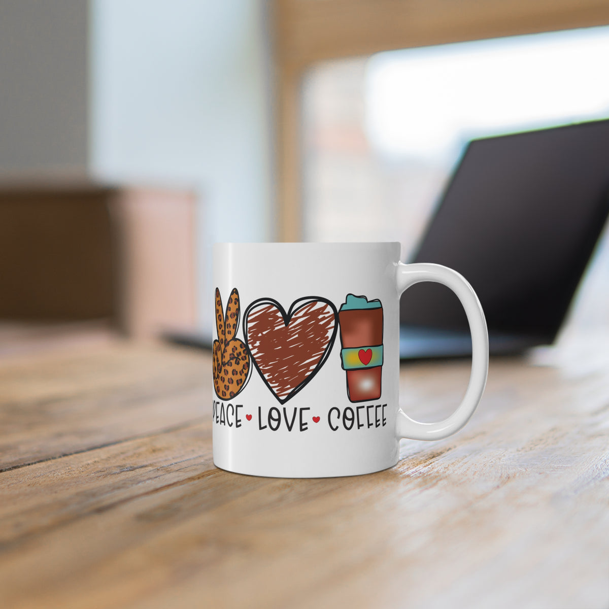 Peace • Love • Coffee Leopard Print Mug