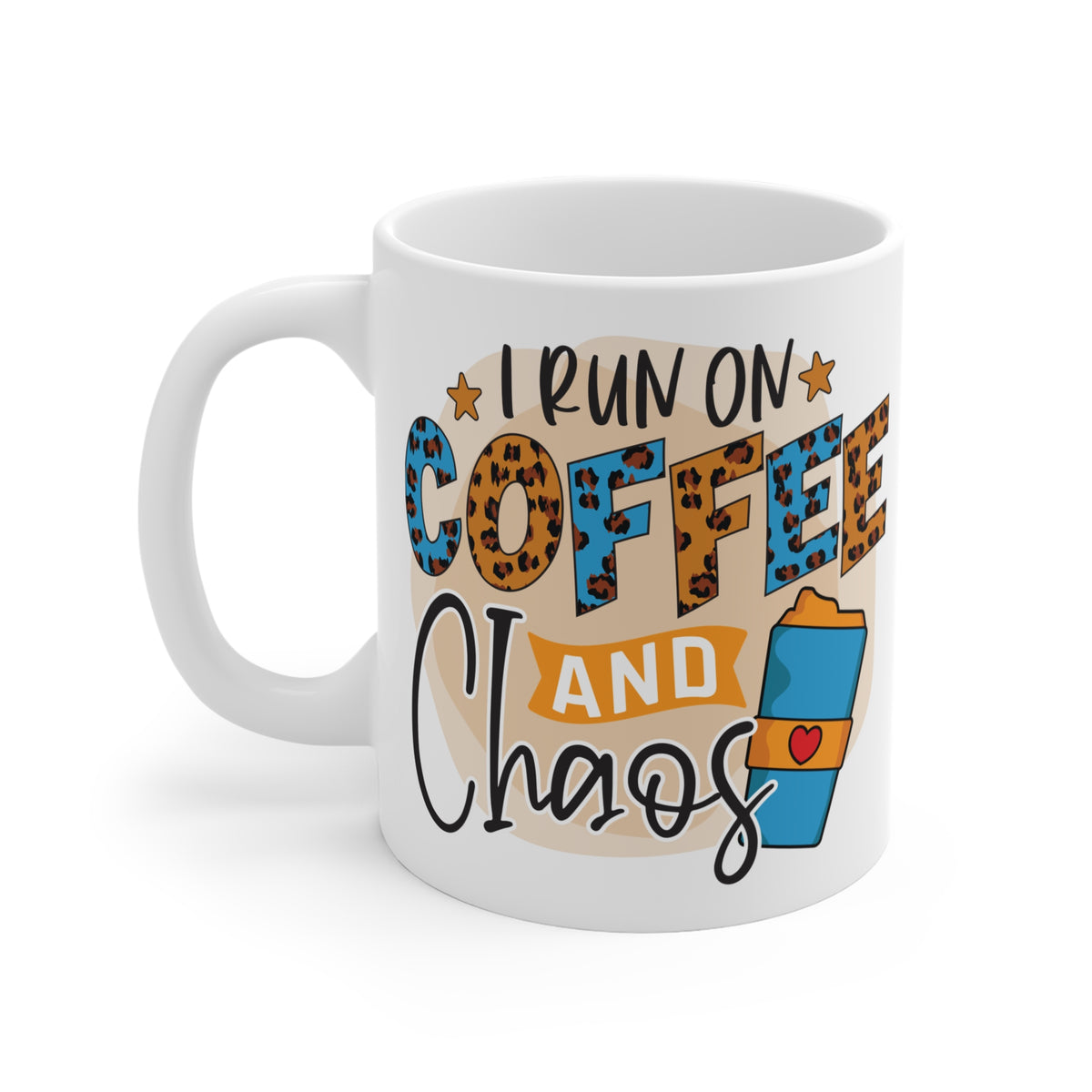 "I run on Coffee and Chaos" Leopard Print Mug Gift
