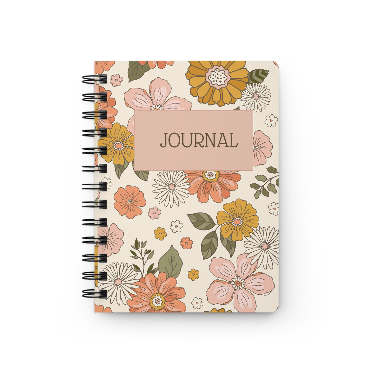 Warm Floral Spiral Journal Vintage Notebook Gift