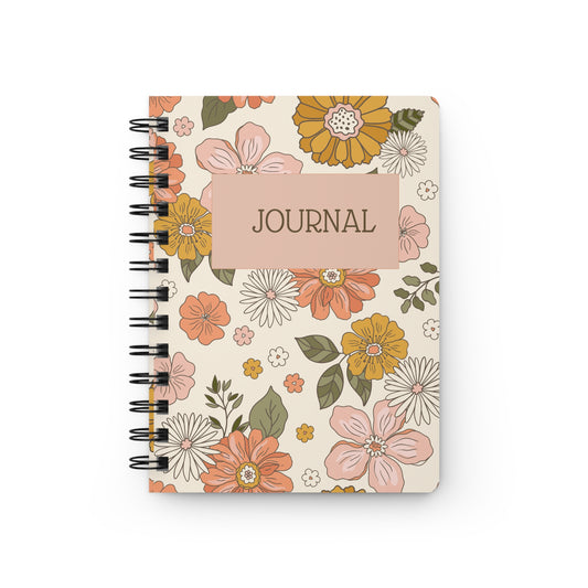Warm Floral Spiral Journal Vintage Notebook Gift