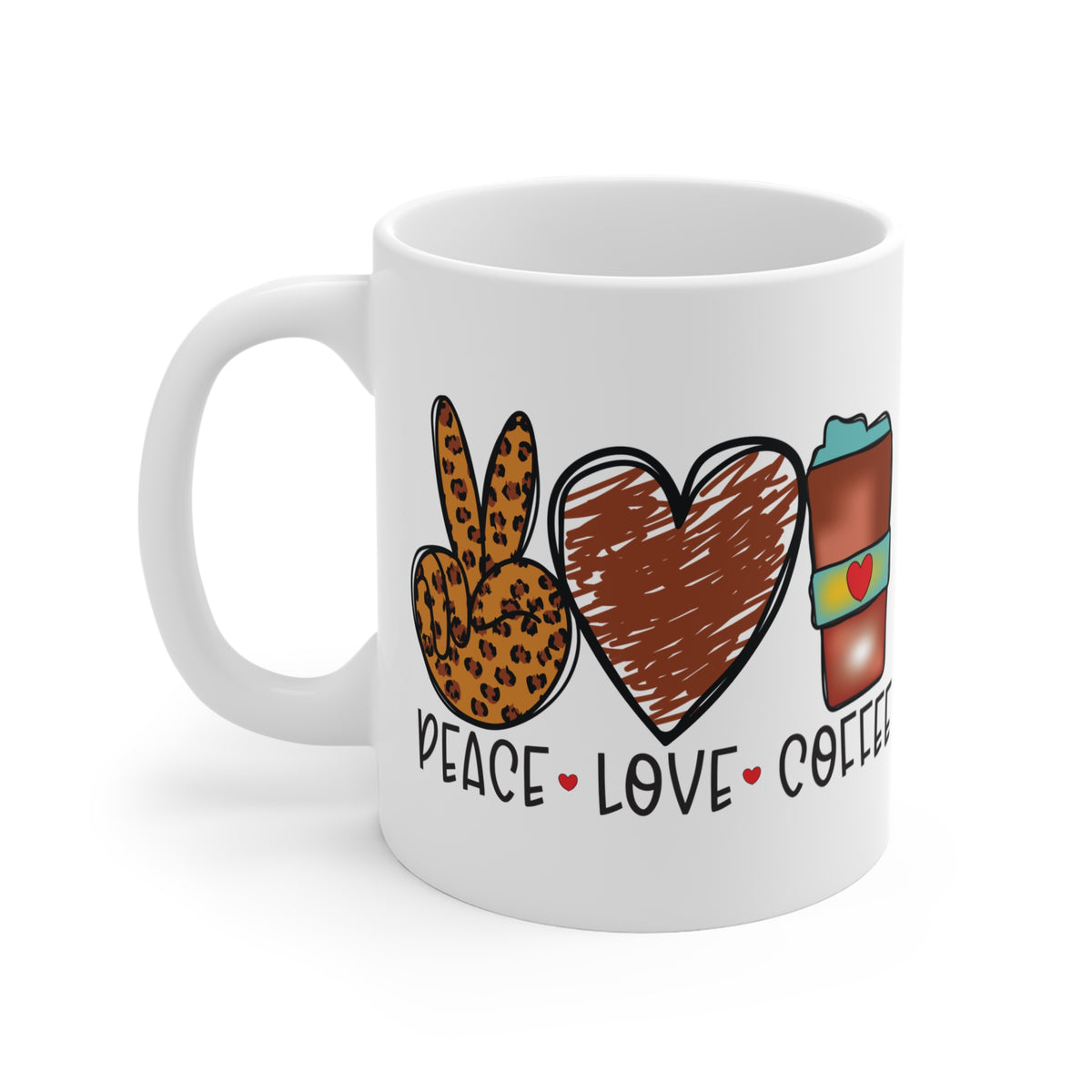 Peace • Love • Coffee Leopard Print Mug
