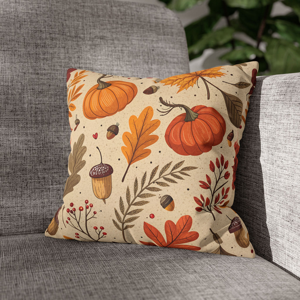 Autumn Pumpkin Acorn Fall Decorative Pillow Cover