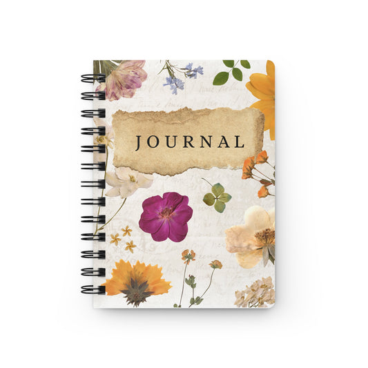 Warm Floral Vintage Spiral Journal  Ruled Notebook Gift