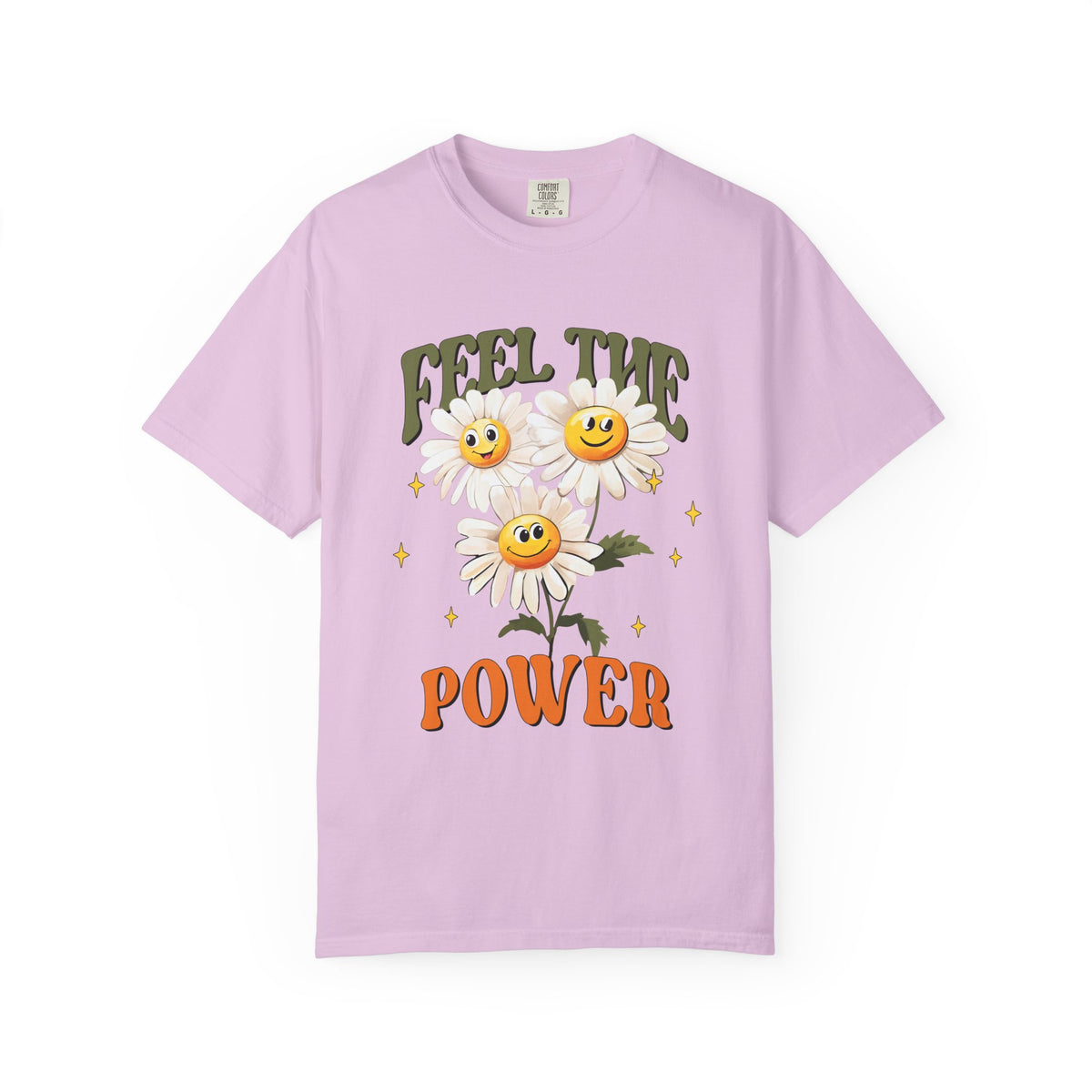 Feel the Power Daisy T-Shirt — Retro Smiley Flower Graphic Tee