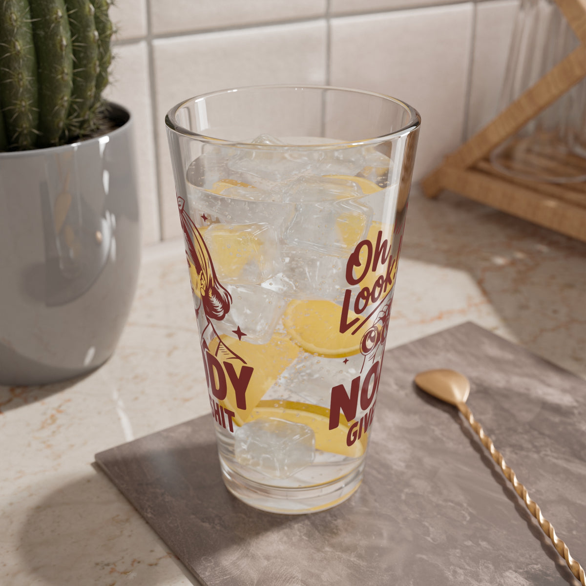 Funny Vintage "Nobody Gives a Sh*t" Mixing Glass (16oz.)