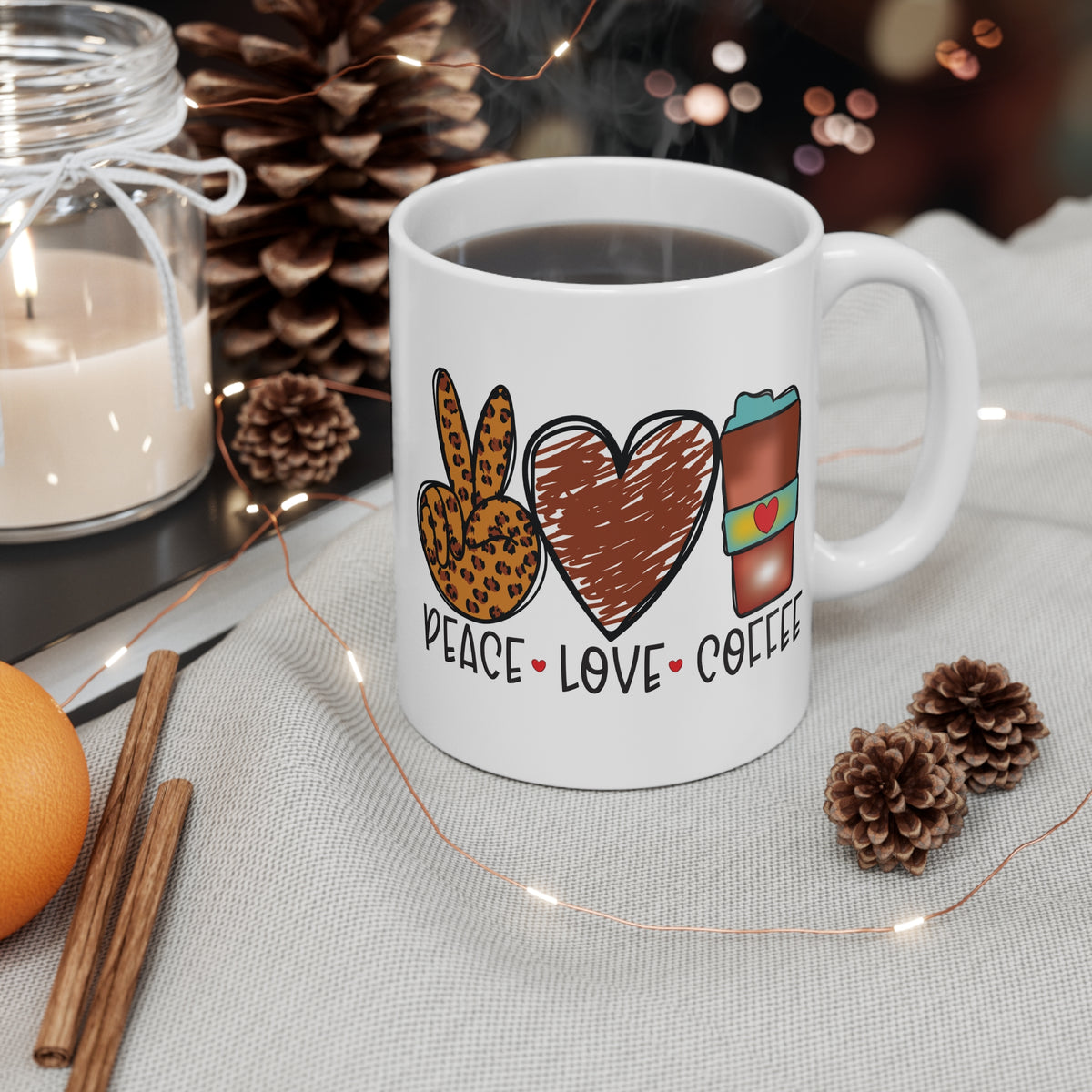 Peace • Love • Coffee Leopard Print Mug
