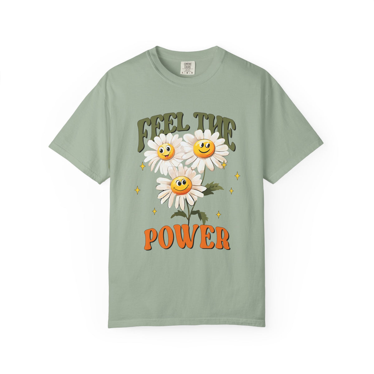 Feel the Power Daisy T-Shirt — Retro Smiley Flower Graphic Tee