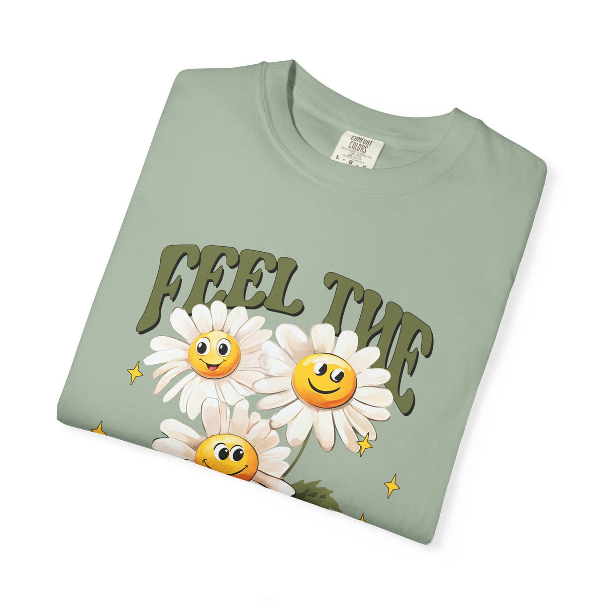 Feel the Power Daisy T-Shirt — Retro Smiley Flower Graphic Tee