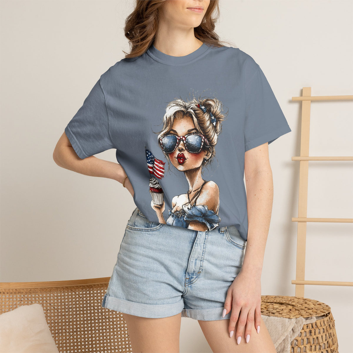 Patriotic Girl T-Shirt 4th of July Summer Tee