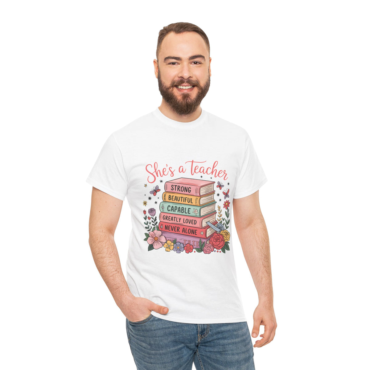 "She's a Teacher" Unisex Heavy Cotton Tee