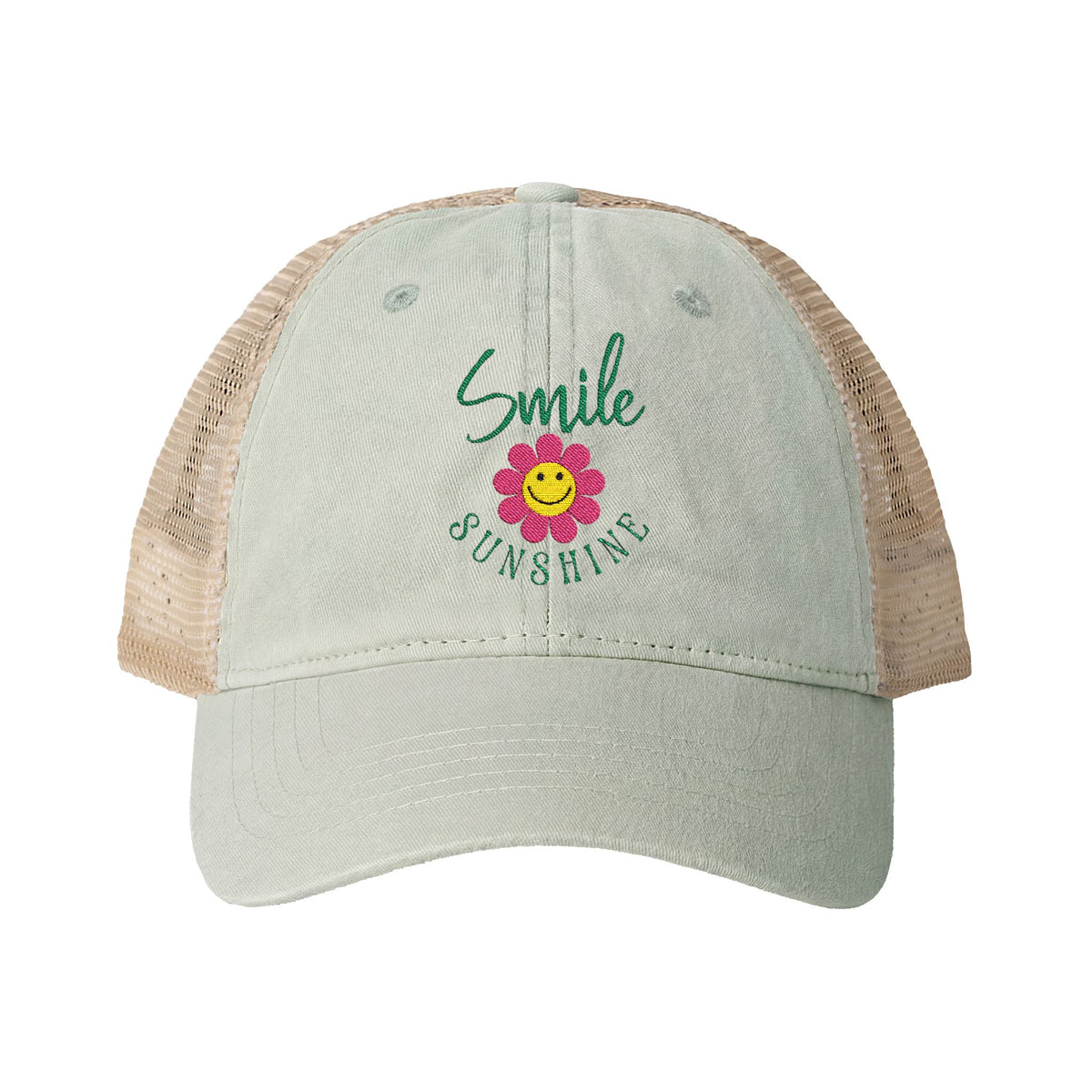Inspirational Attitude Embroidered Women's Washed Mesh-Back Cap