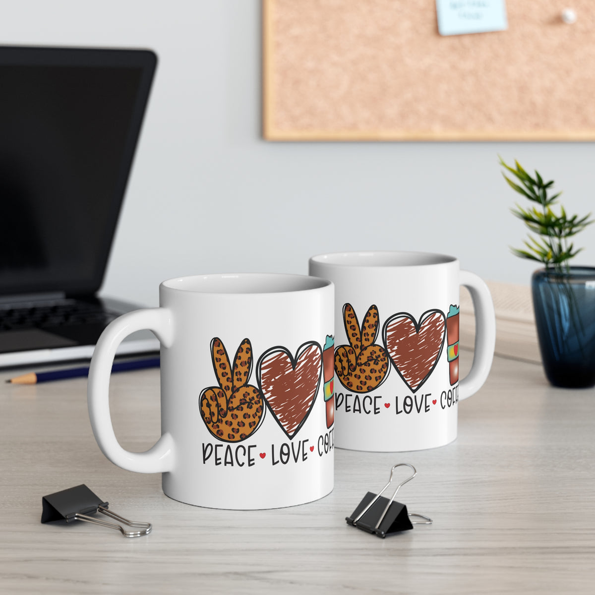 Peace • Love • Coffee Leopard Print Mug