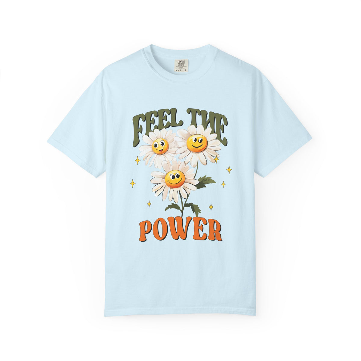 Feel the Power Daisy T-Shirt — Retro Smiley Flower Graphic Tee