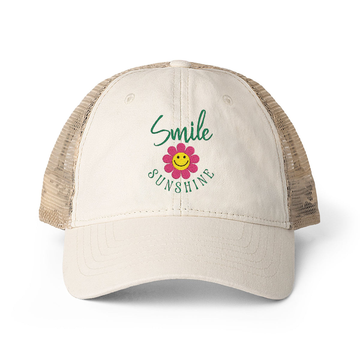 Inspirational Attitude Embroidered Women's Washed Mesh-Back Cap