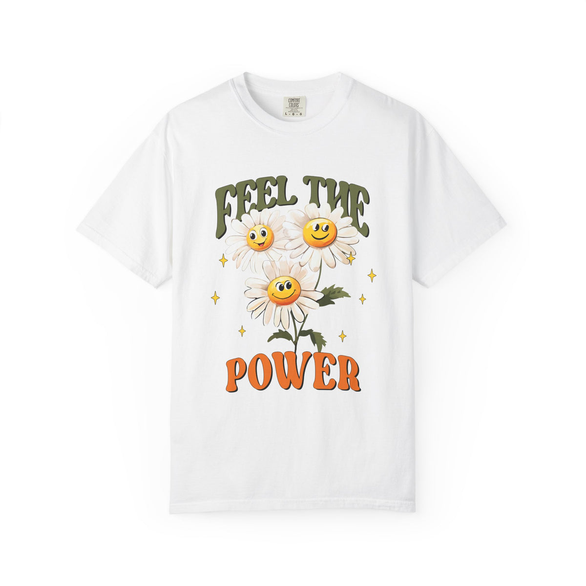 Feel the Power Daisy T-Shirt — Retro Smiley Flower Graphic Tee