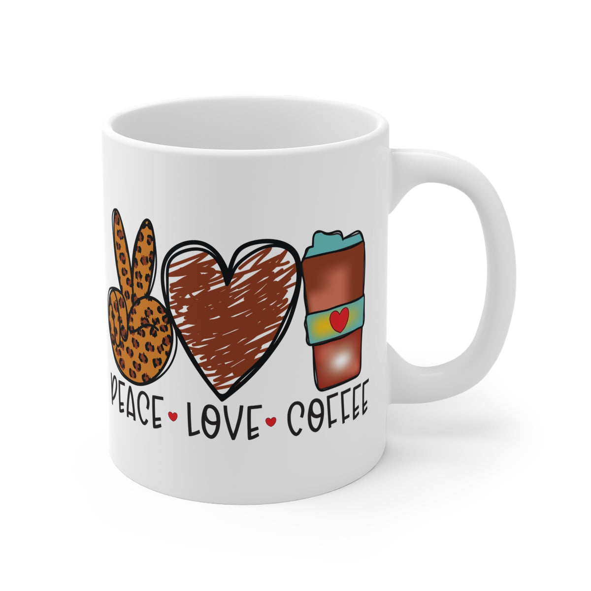 Peace • Love • Coffee Leopard Print Mug