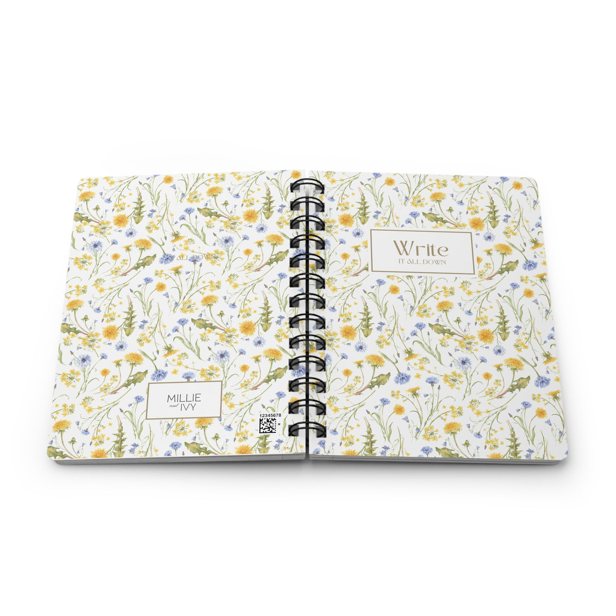 Floral Wildflower "Write It All Down" Spiral Journal Gift