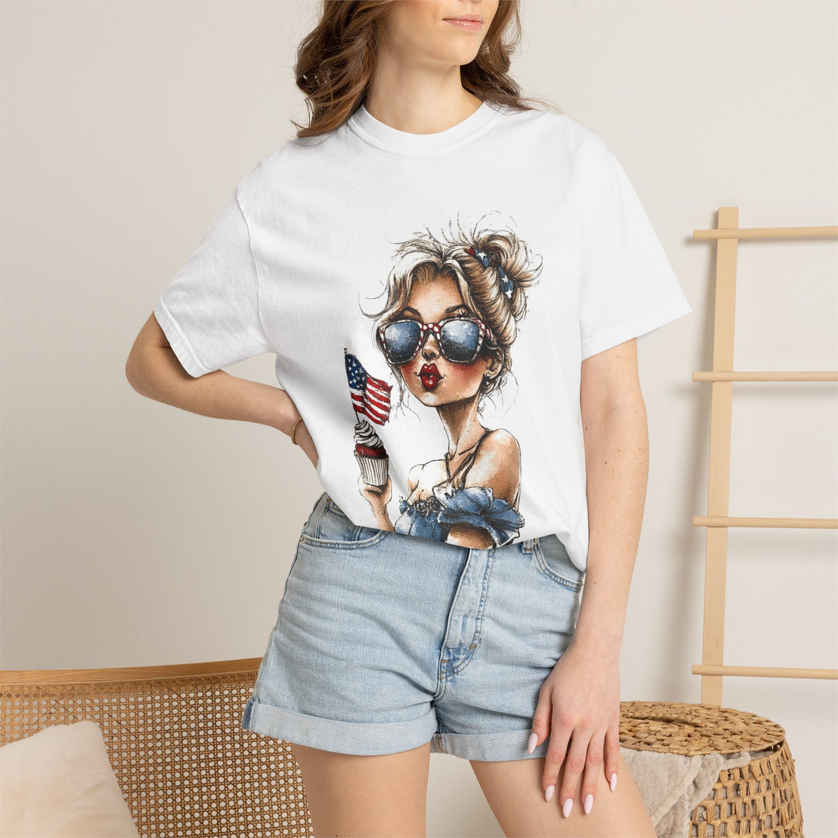 Patriotic Girl T-Shirt 4th of July Summer Tee