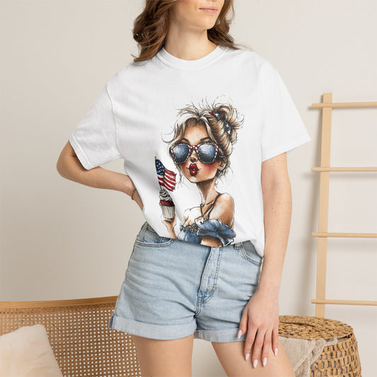 Patriotic Girl T-Shirt 4th of July Summer Tee