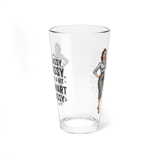 Funny Vintage "Classy, Sassy, and a Bit Smart Assy" Mixing Glass (16oz.)