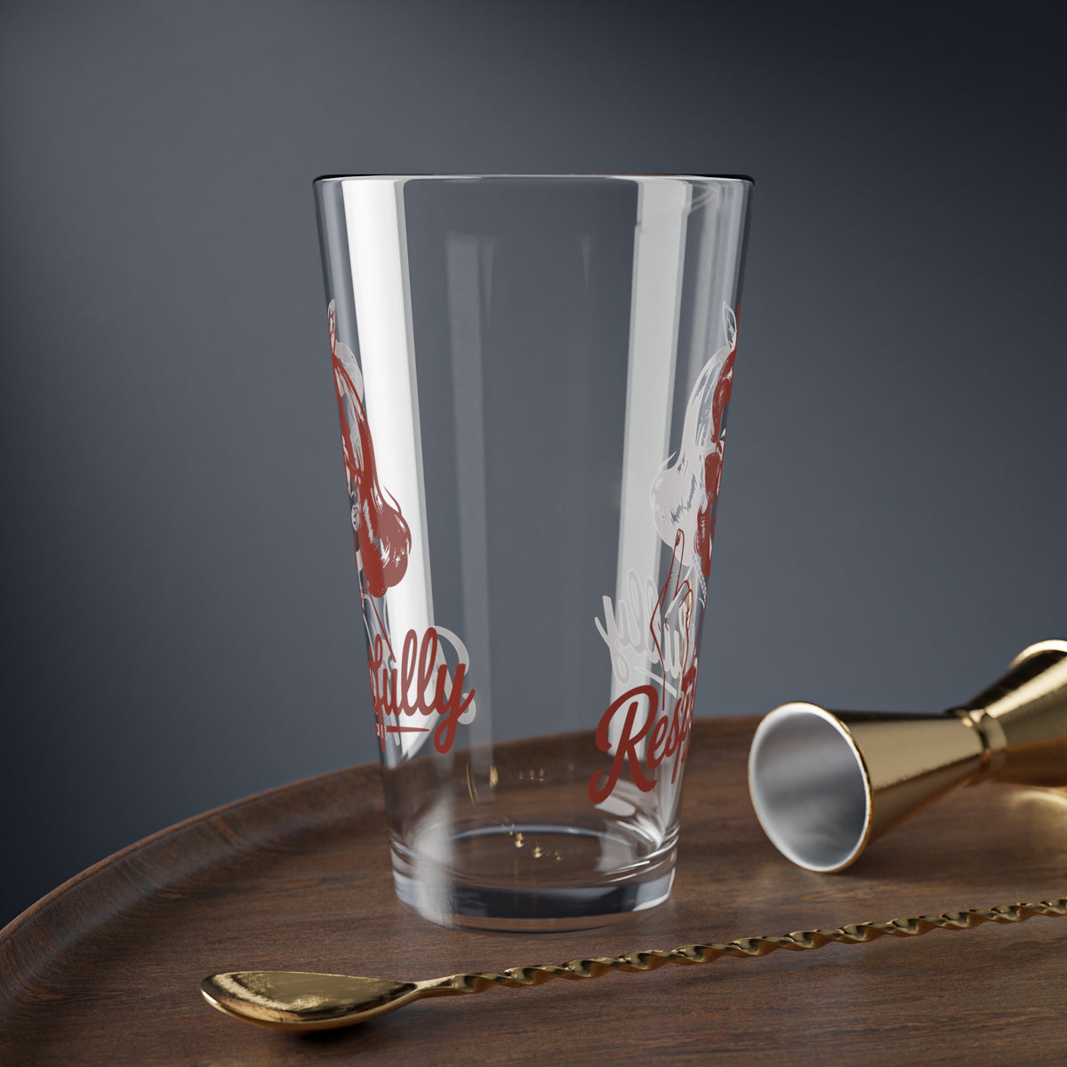 Funny Vintage "Respectfully" Mixing Glass (16oz.)