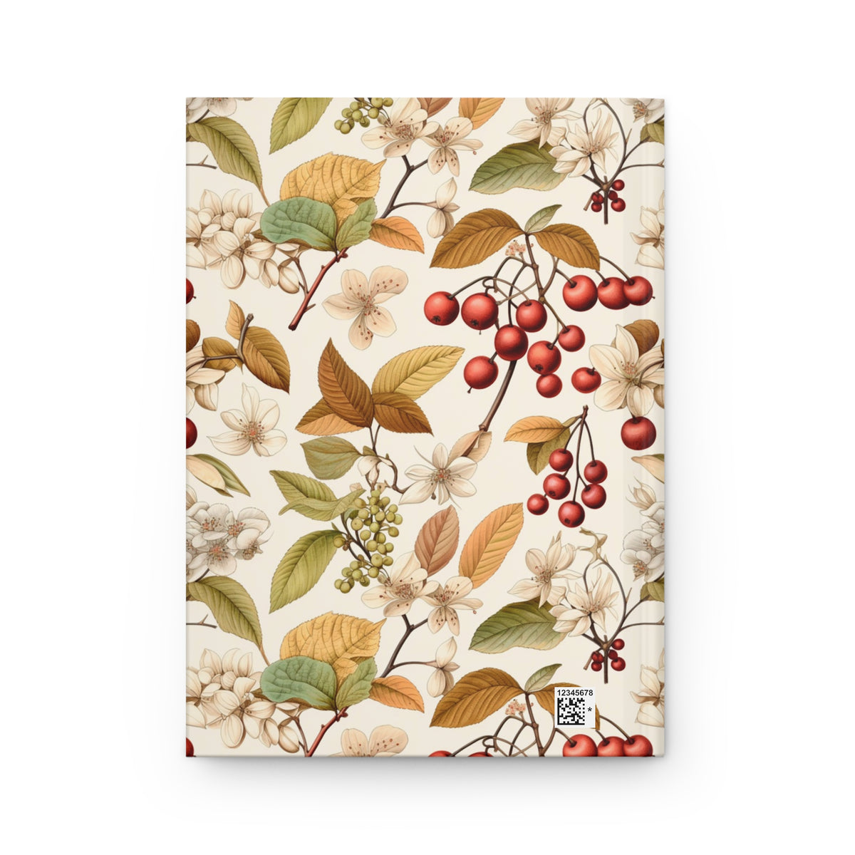 Botanical Berry Hardcover Journal — Vintage Floral Notebook for Notes & Journaling