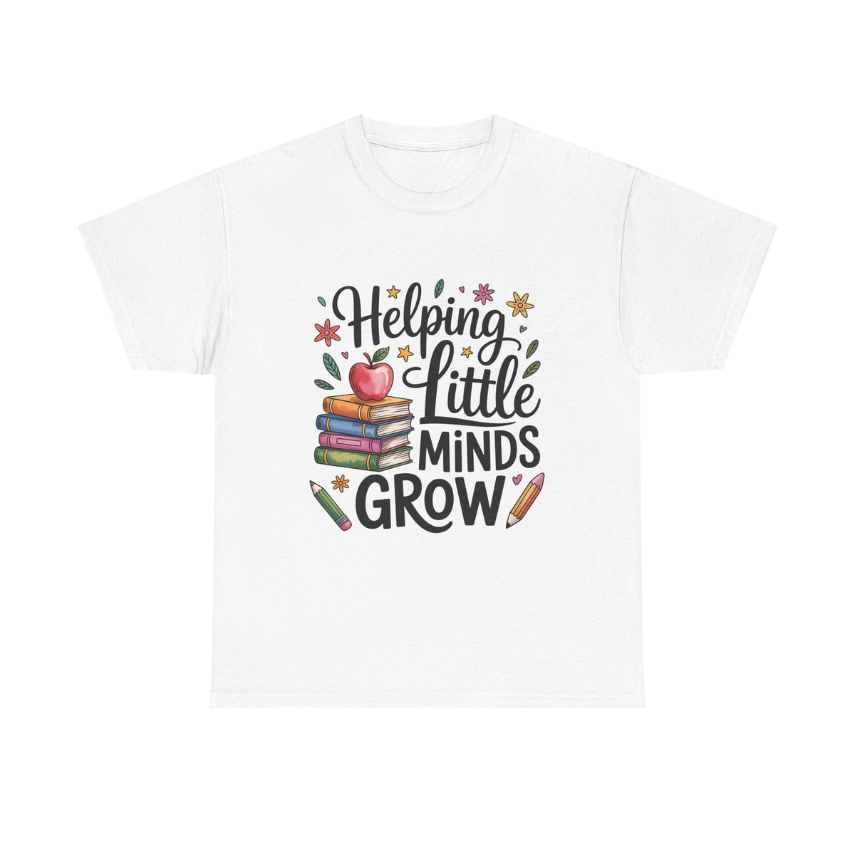 "Helping Little Minds Grow" Teacher Unisex Heavy Cotton Tee