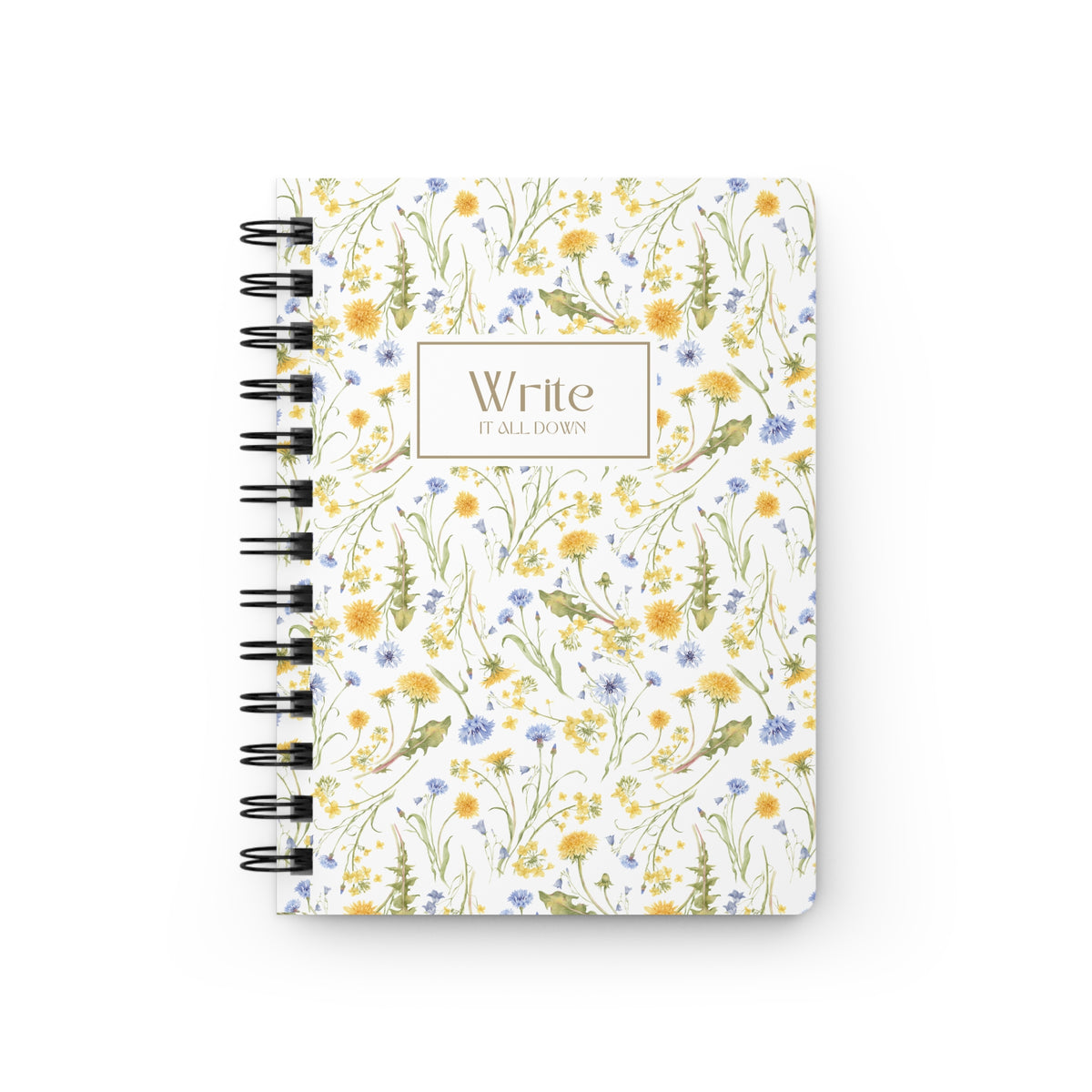 Floral Wildflower "Write It All Down" Spiral Journal Gift