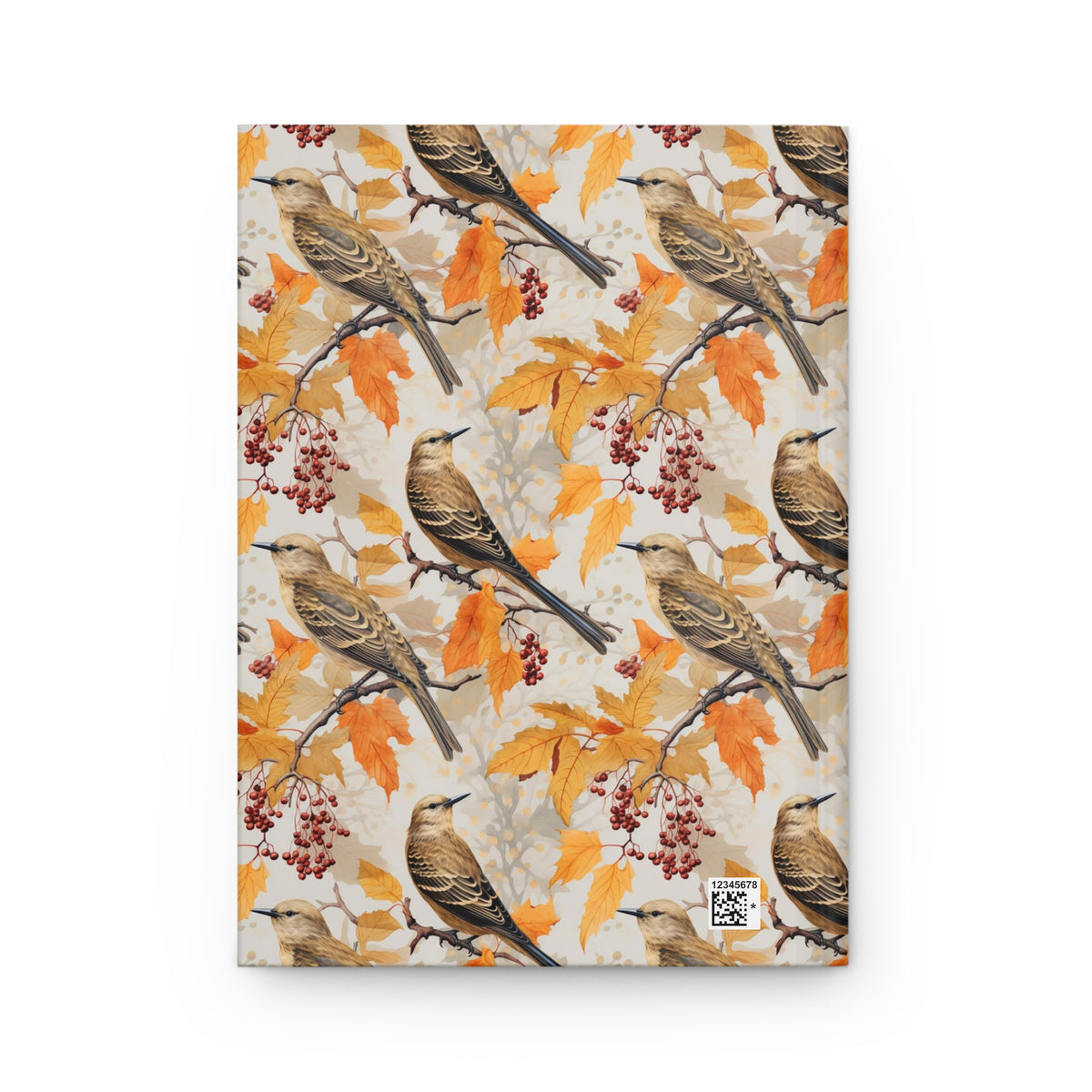Autumn Finch Hardcover Journal — Watercolor Songbird & Fall Leaves Notebook
