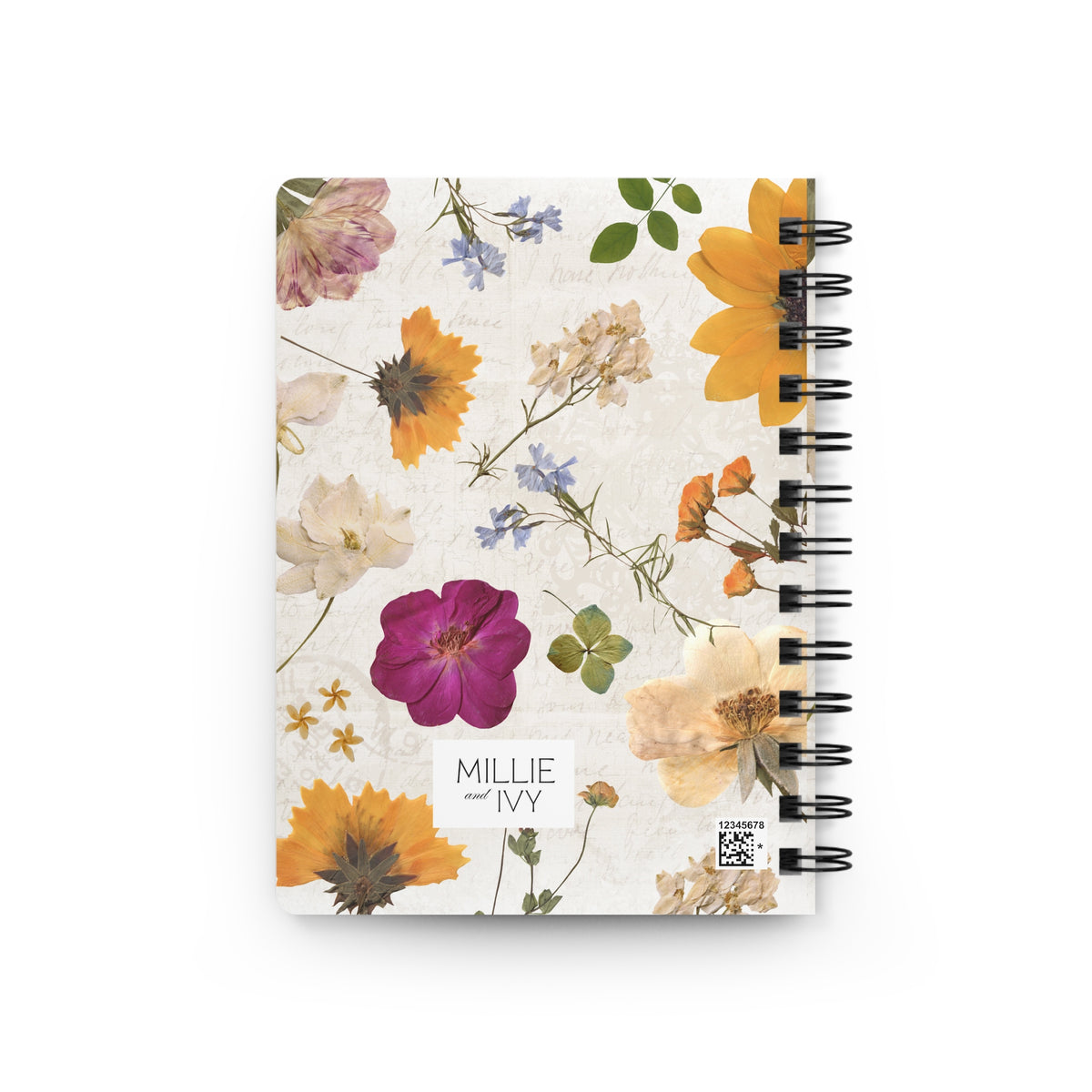Warm Floral Vintage Spiral Journal  Ruled Notebook Gift