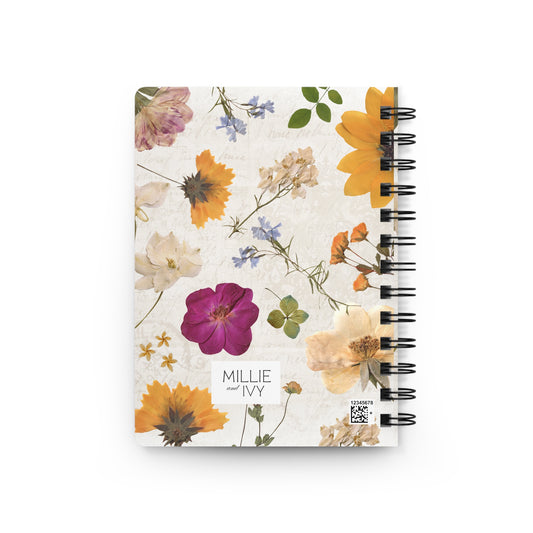 Warm Floral Vintage Spiral Journal  Ruled Notebook Gift