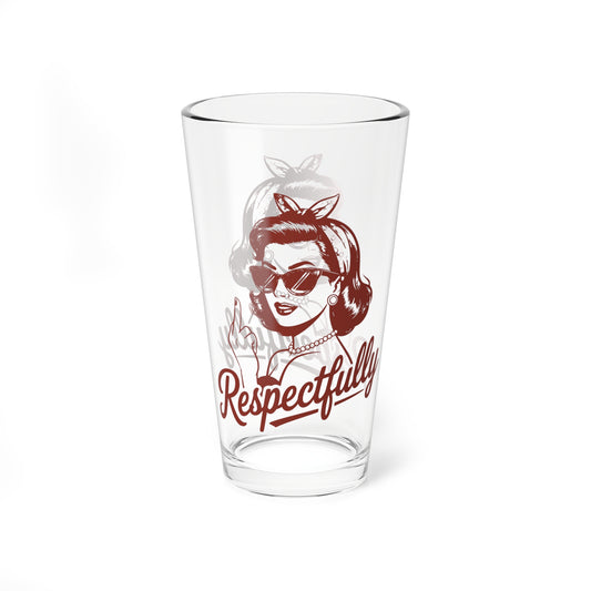 Funny Vintage "Respectfully" Mixing Glass (16oz.)