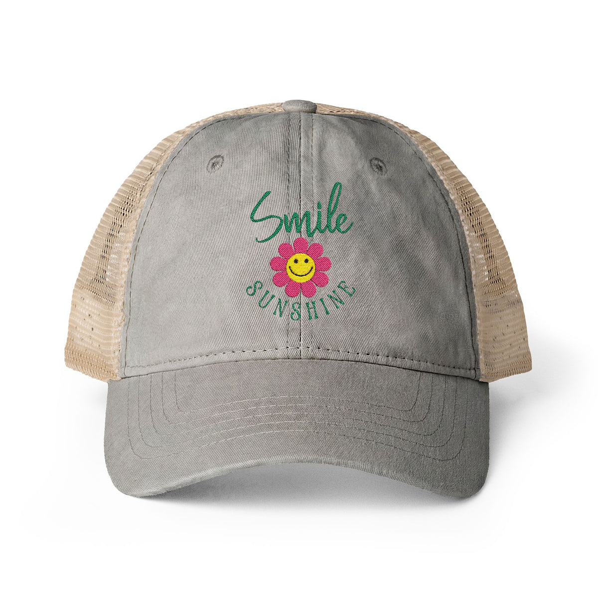 Inspirational Attitude Embroidered Women's Washed Mesh-Back Cap