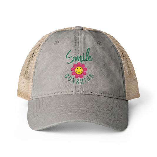 Inspirational Attitude Embroidered Women's Washed Mesh-Back Cap