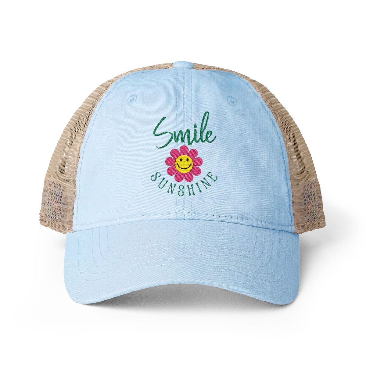Inspirational Attitude Embroidered Women's Washed Mesh-Back Cap