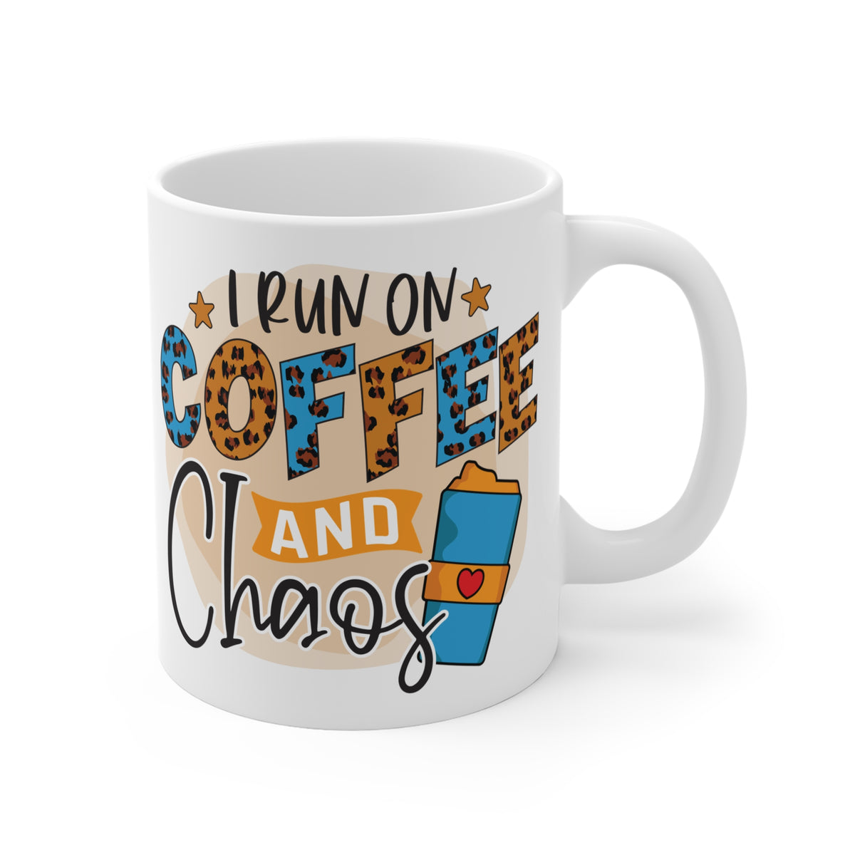 "I run on Coffee and Chaos" Leopard Print Mug Gift