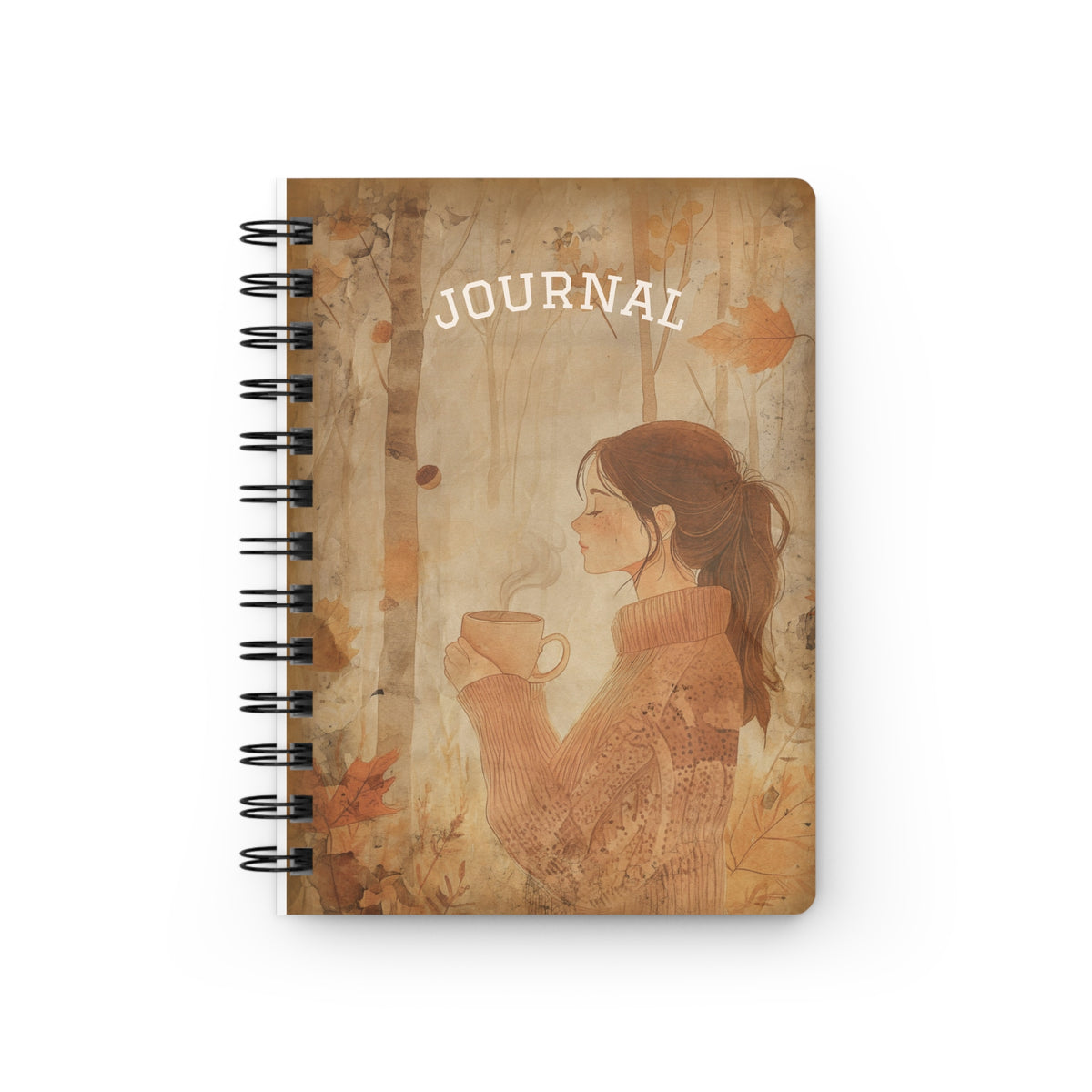 Autumn Sip Spiral Journal — Cozy Fall Writing Notebook