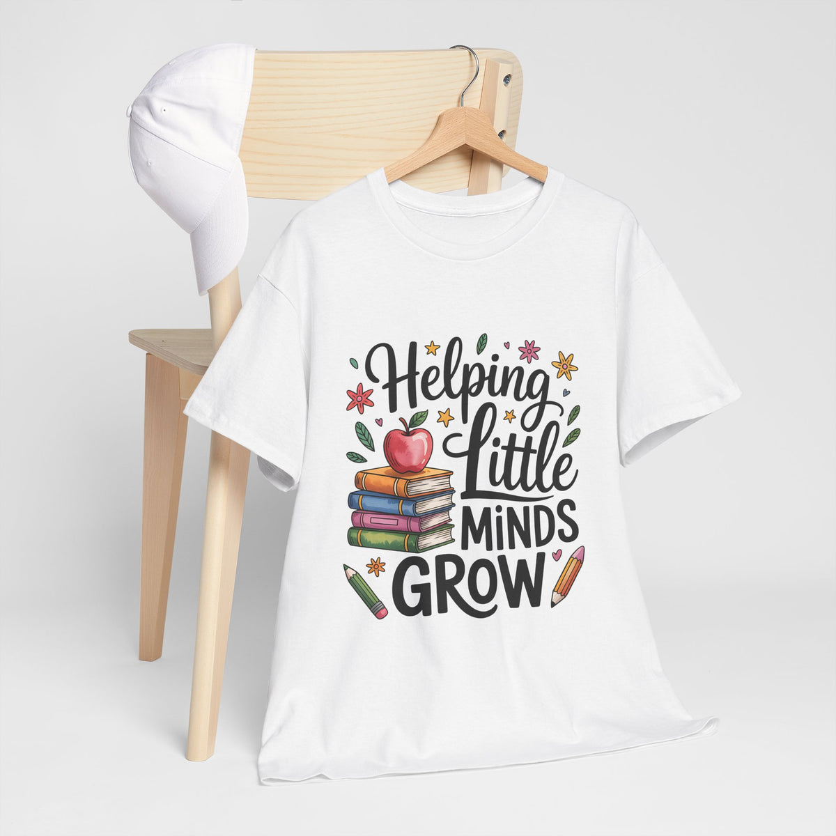 "Helping Little Minds Grow" Teacher Unisex Heavy Cotton Tee