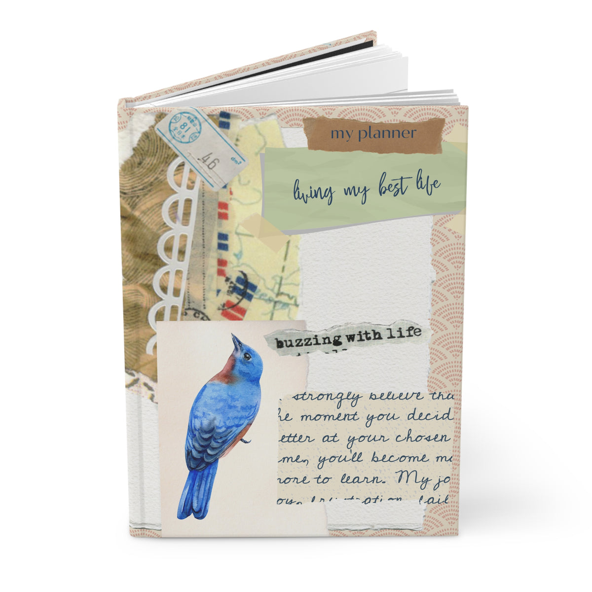 Bluebird Collage Hardcover Journal Gift