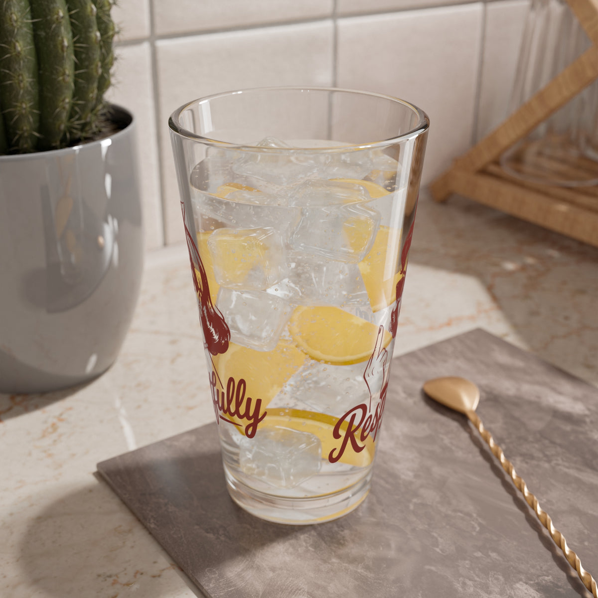 Funny Vintage "Respectfully" Mixing Glass (16oz.)