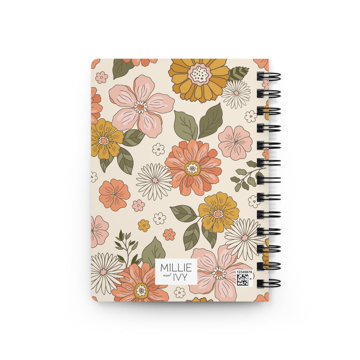 Warm Floral Spiral Journal Vintage Notebook Gift