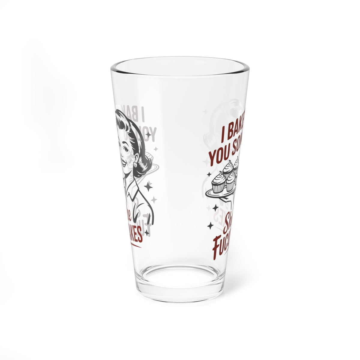 Funny Vintage "I Baked You Some Shut the Fucupcakes" Mixing Glass (16oz.)