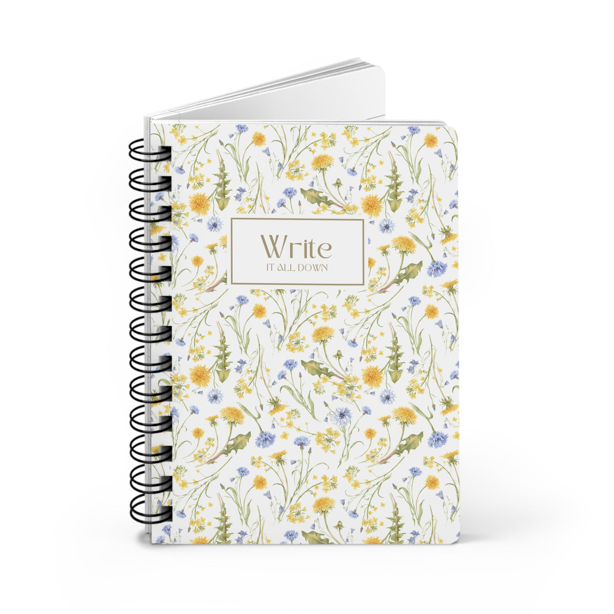Floral Wildflower "Write It All Down" Spiral Journal Gift