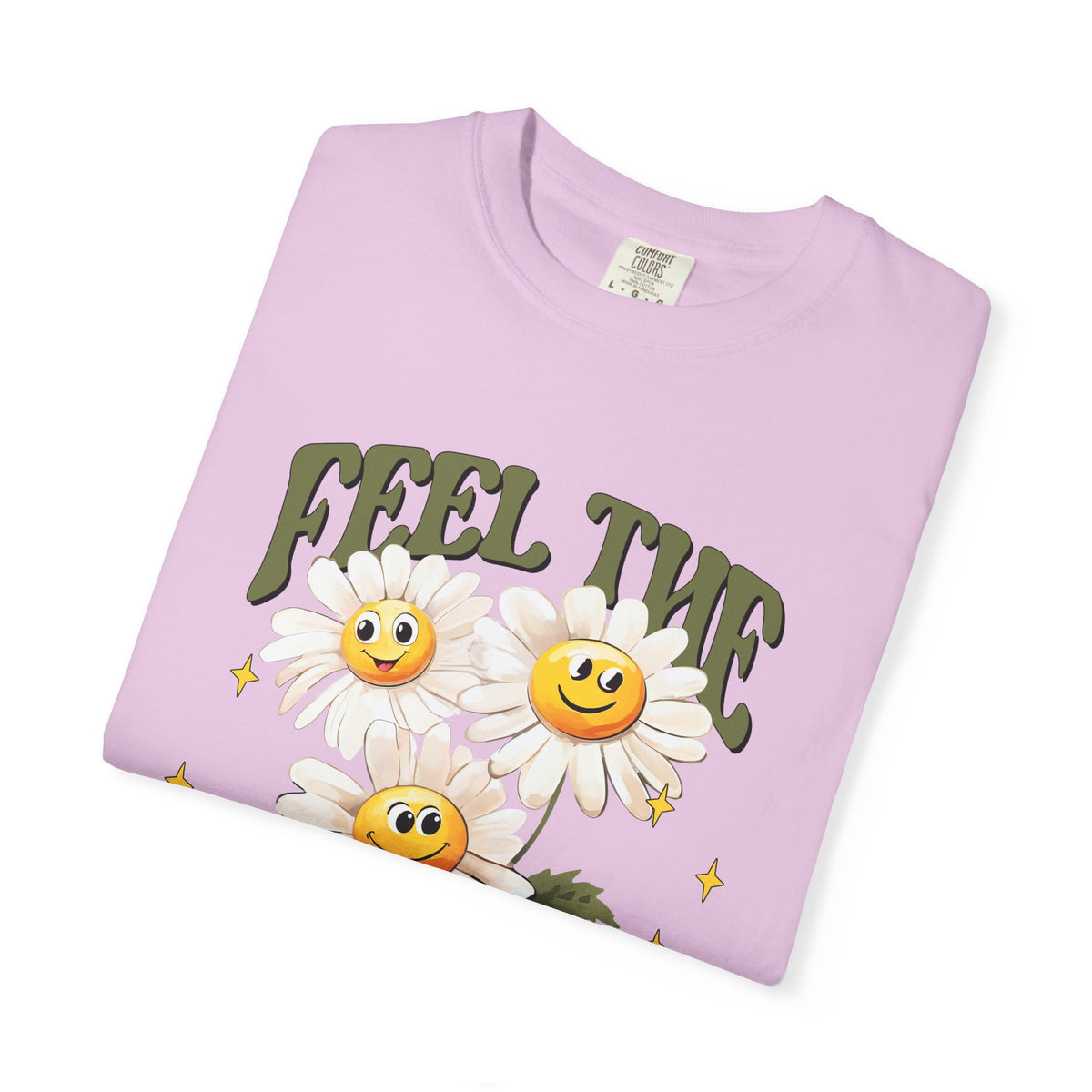 Feel the Power Daisy T-Shirt — Retro Smiley Flower Graphic Tee