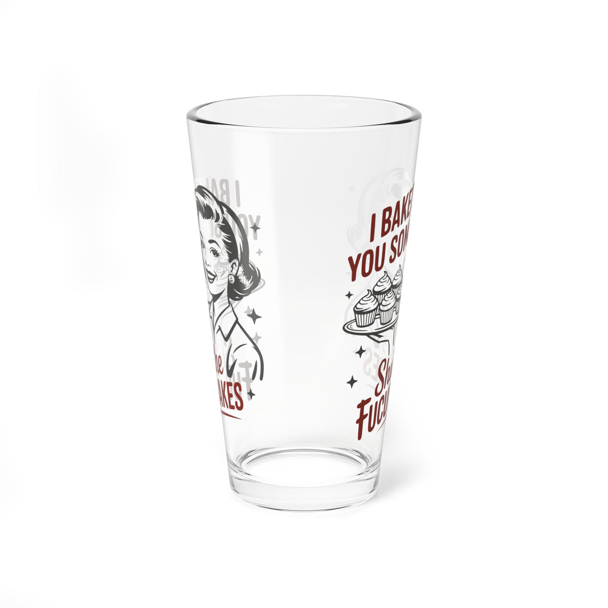 Funny Vintage "I Baked You Some Shut the Fucupcakes" Mixing Glass (16oz.)