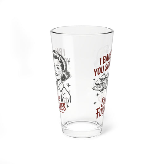 Funny Vintage "I Baked You Some Shut the Fucupcakes" Mixing Glass (16oz.)